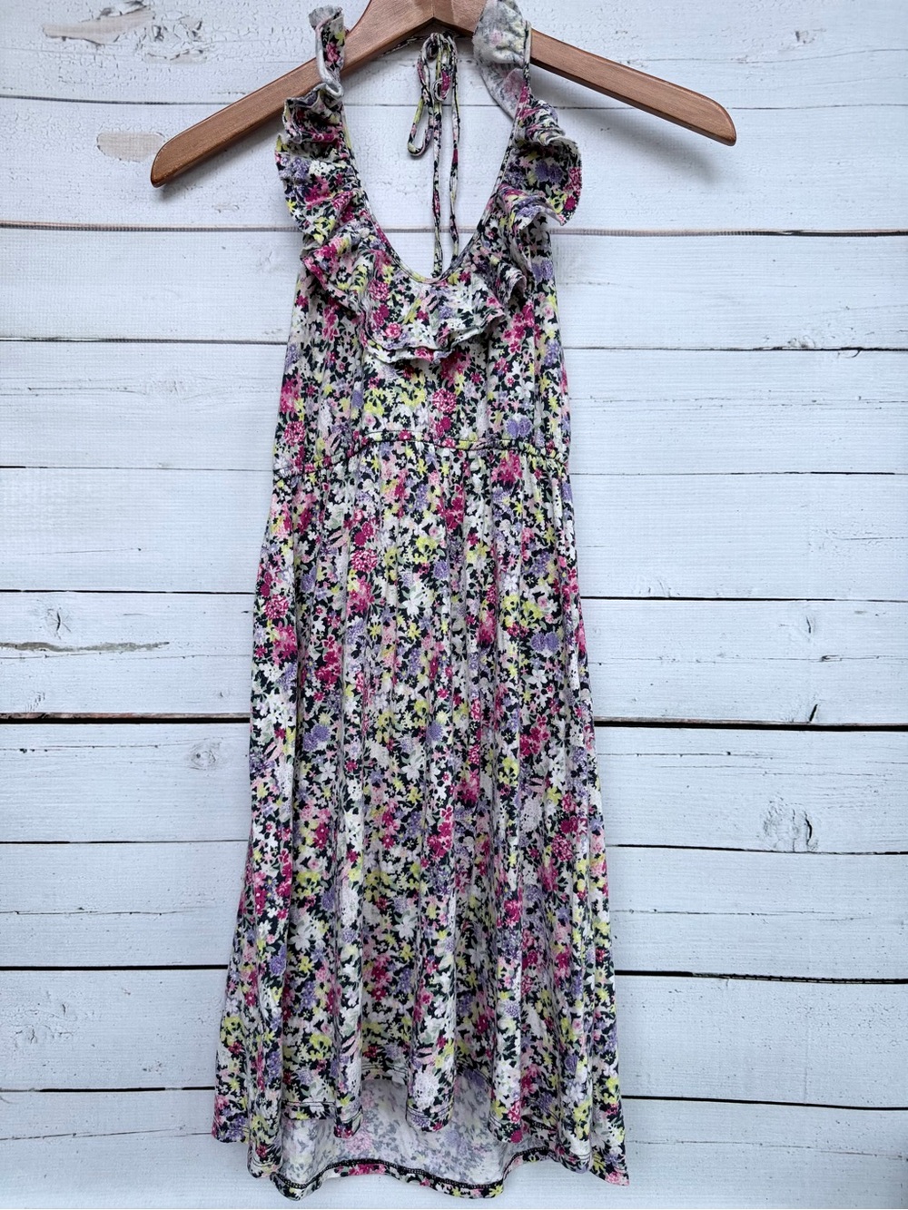 Express Floral Ruffle Halter High-Low Midi Dress Size Small